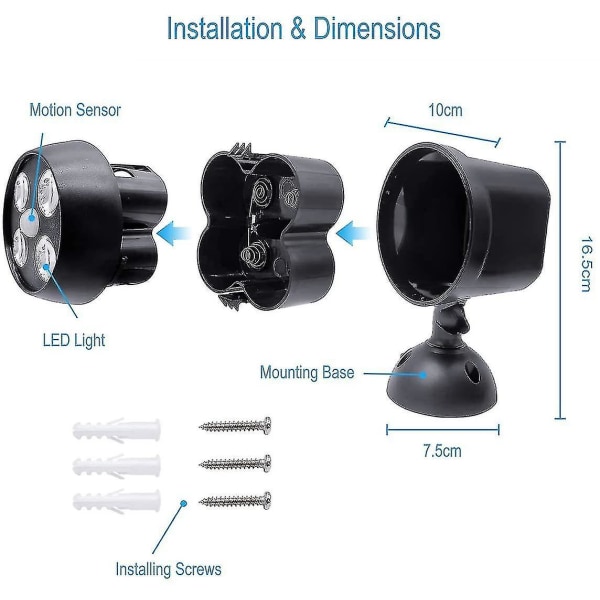 Led-ljus 600 Lumen vattentät trådlös rörelsesensor Spotlight