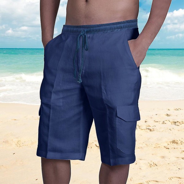 Cargo-shorts med elastisk midje for menn Navy  Blue L