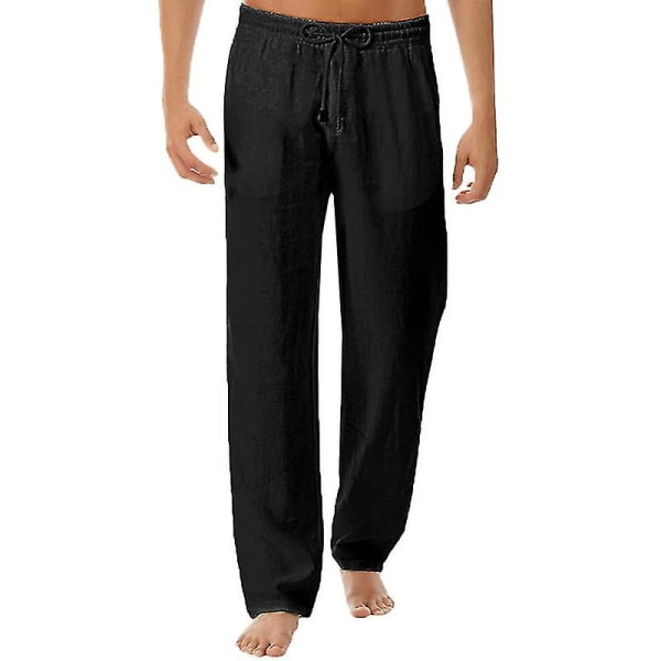 Men's Elastic Waist Casual Beach Yoga Pants Black 2XL