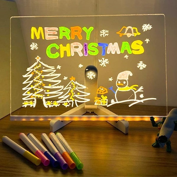 LED-muistitaulu väreillä piirtoalusta, Kirjain-ilmoitustaulu Glow 20*20cm