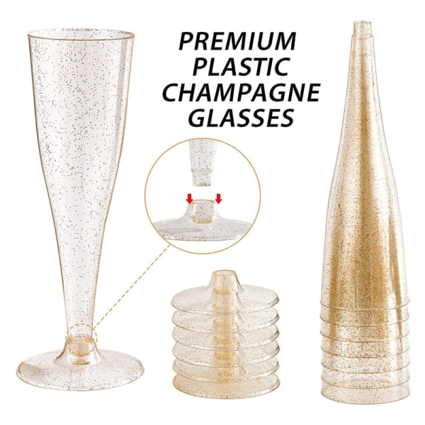 【Lixiang Store】 10-pack plastvinglas 4,5 oz Champagne Flutes 10Pcs