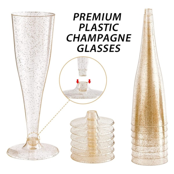 【Lixiang Store】 10-pak plastvinglas 4,5 oz Champagne Flutes 10Pcs