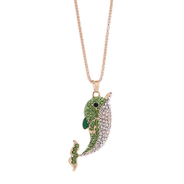 Dolphin Shape Necklace Retro Alloy Pendant Necklace for Women Party New CMK Green