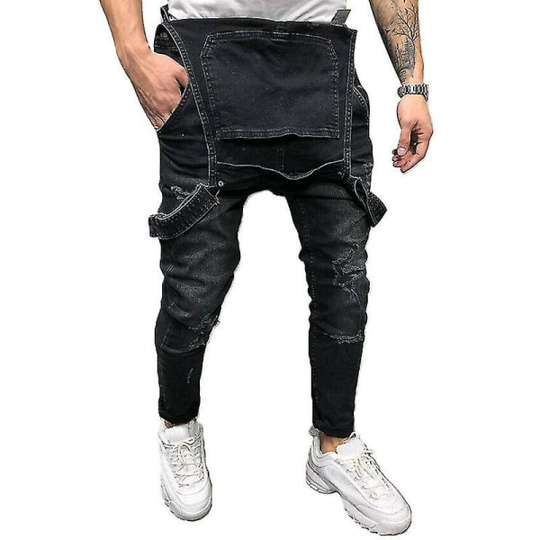 Miesten farkkuhaalarit Farkut Dungarees -haalarit taskuilla CMK Black XL