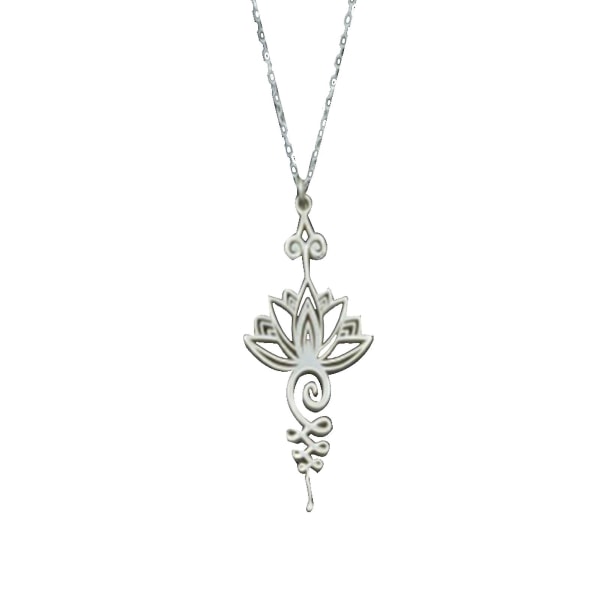 Lotus Unalome Necklace Yoga Necklace for Women Simple Modern Style Jewelry Gift CMK Silver