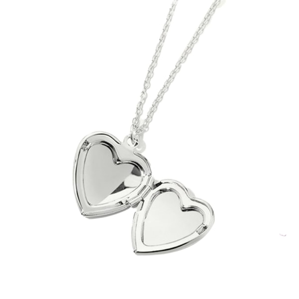 Heart Photo Necklace Silver Stainless Steel Love Frame Picture Pendant Necklace for Anniversary Gift