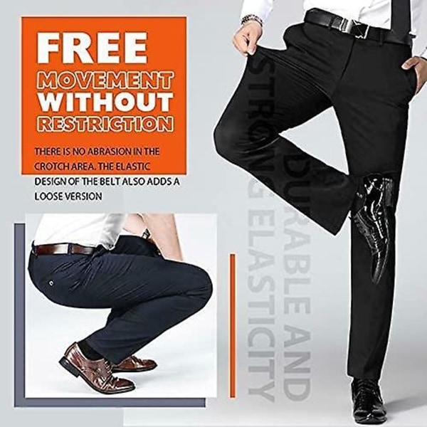 Men's Casual High Waist Stretch Pants Black 33