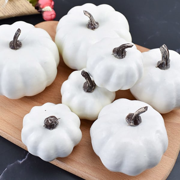 Halloween-Pumppuja Simuloivat Koristeet 7 kpl Simuloitu Pumppu Malli Teko-Pumppu Koriste Väärennös Pumppu Halkeilee White