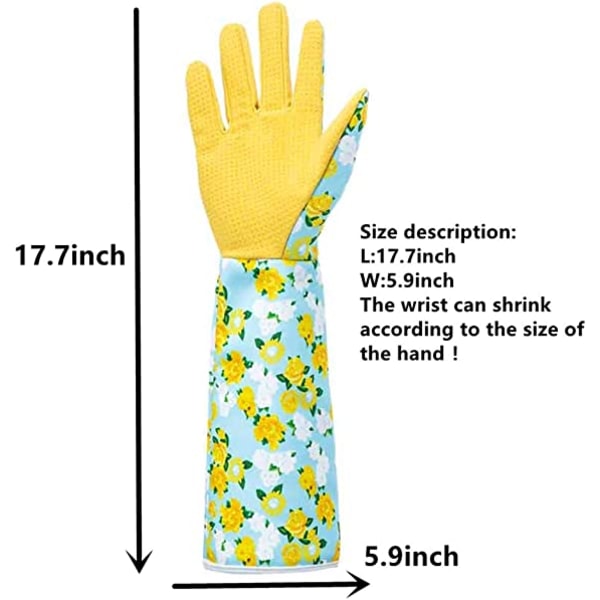 Långa kraftiga handskar för beskärning av taggiga buskrosor.