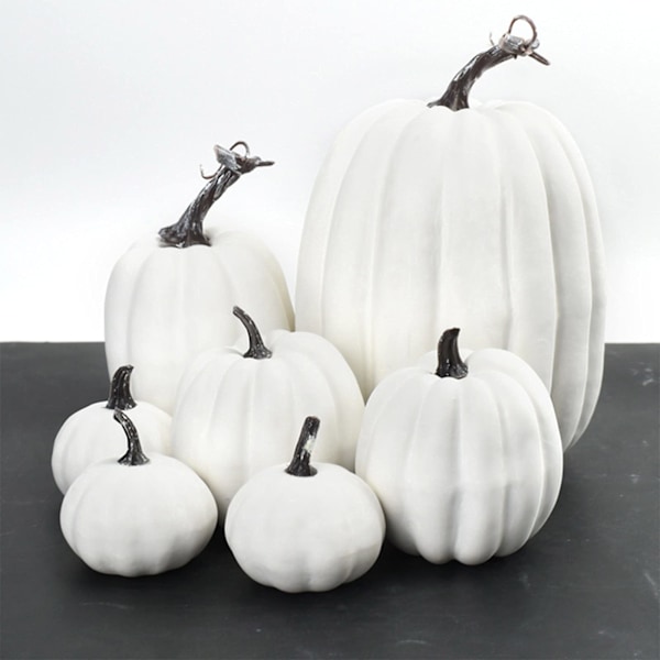 Halloween-Pumppuja Simuloivat Koristeet 7 kpl Simuloitu Pumppu Malli Teko-Pumppu Koriste Väärennös Pumppu Halkeilee White