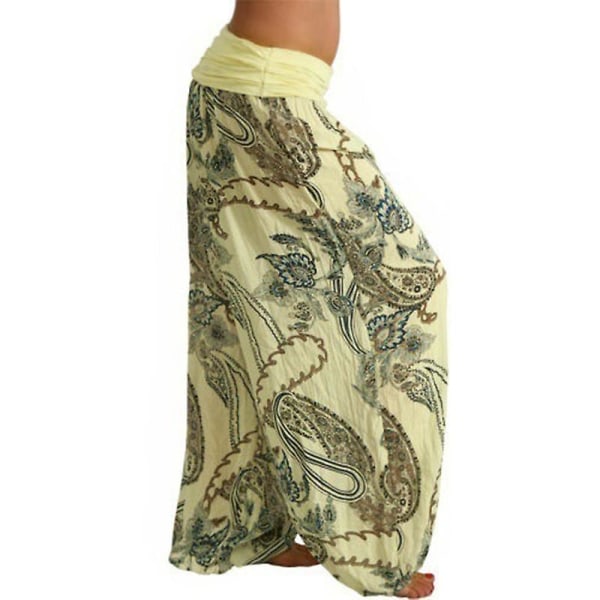 Women's Boho Loose Yoga Pants Yellow L