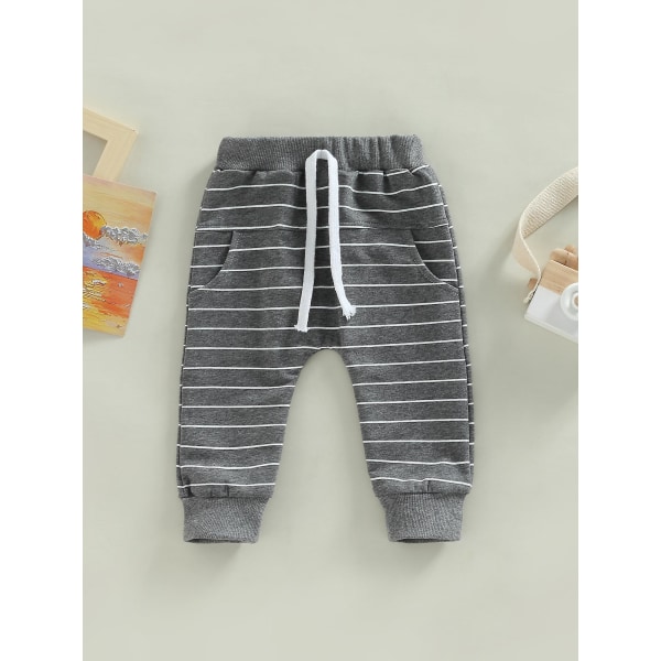 Kids Baby Boys Pants Infant Cotton Harem Pants Casual Trousers Toddler Active Joggers Pants CMK Dark Gray 0-6 Months