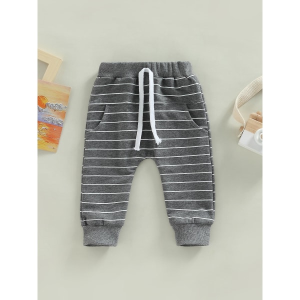 Kids Baby Boys Pants Infant Cotton Harem Pants Casual Trousers Toddler Active Joggers Pants CMK Dark Gray 18-24 Months