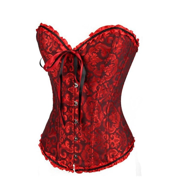 Jacquard vest shapewear, stroppeløst korsett Black*Red S