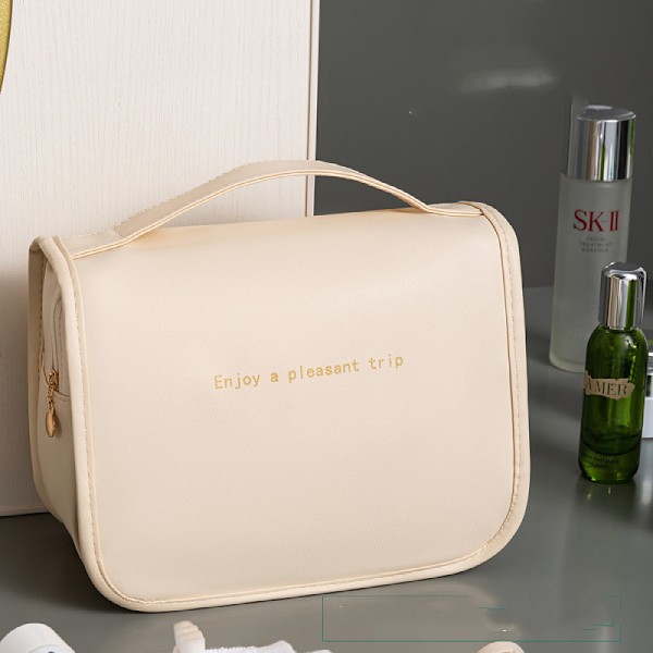 Hängande necessär med handtag Beige Beige