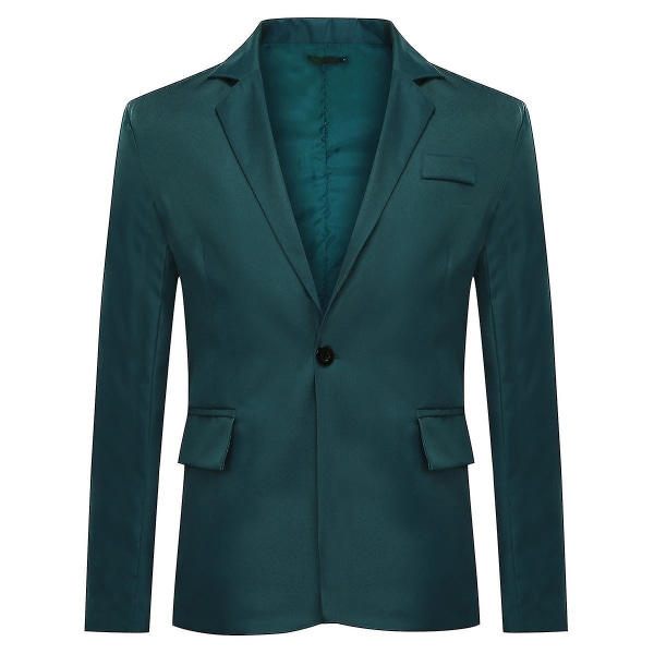 Mænds Single Breasted Casual Suit Topjakke 6 farver CMK Dark Green M