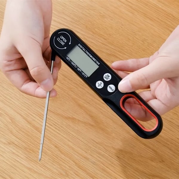 Vikbar Digital Kökstermometer Instant Read svart black
