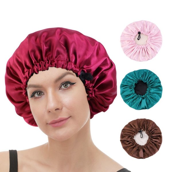 Satin Cap Rund Huvudbonad BURGUNDY Burgundy