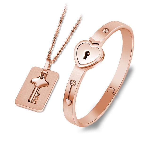 Rush to the sky pararmbånd koncentrisk lås kærlighedslås titanium stål armbånd nøgle Rose Gold