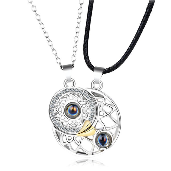 Guardian of the Sun and Moon Couple's Necklace 100 Languages I Love You Projection Birthday Xmas Valentine's Day Gift CMK A