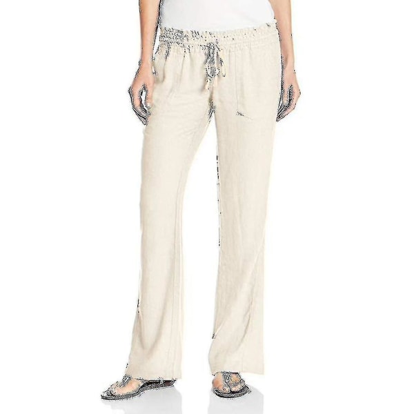 Women's Cotton Linen Pants Beach Pant Free Shipping CMK apricot S