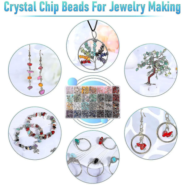 1400 bitar Crystal smycken gör kit 28 färger ädelstenspärlor