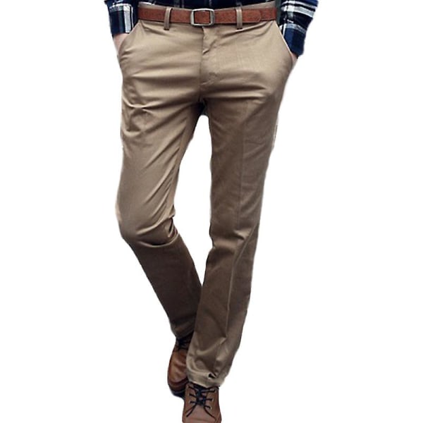 Mens Plain Blazer Pants Office Formal Chino Trousers Khaki 30