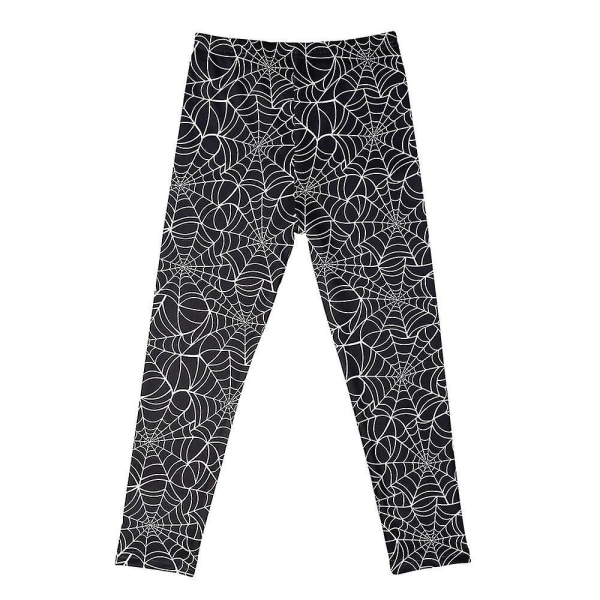 Kids Girls Leggings Halloween Stretchy Ankle Length Printing Tights Pants Trousers 4-9 Years CMK Black Cobweb 4-5Years