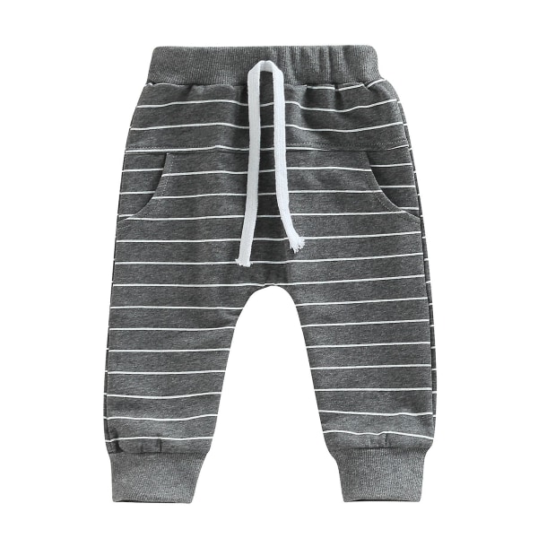 Barn Baby Gutter Bukser Spedbarn Bomulls Harem Bukser Fritidsbukser Småbarn Aktiv Jogger Bukser CMK Dark Gray 6-12 Months