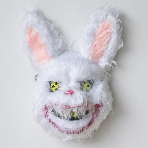 Bloody Plush Bunny Mask Halloween Realistiska huvudbonader Prop White AB