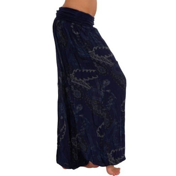 Boho løse yogabukser til kvinder Navy Blue 5XL