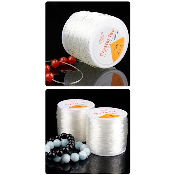 Stor rulle Transparent elastisk tråd för smyckestillverkning 100m Transparent Transparent 1mm