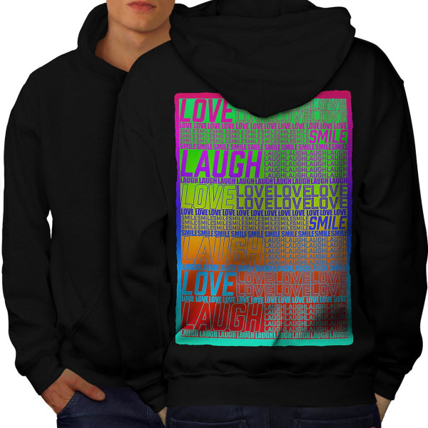 Positive Vibe Love Men BlackHoodie Tilbage | Wellcoda CMK Black Medium