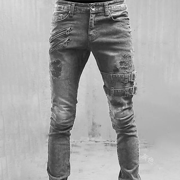 Jeans med høy midje grey XXXL