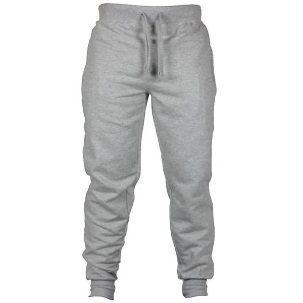 Men's Drawstring Solid Color Sweatpants Light Gray 2XL