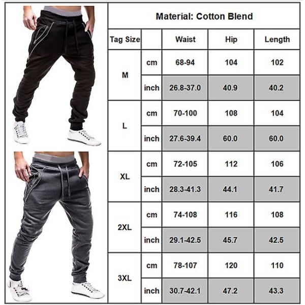 Men's Elastic Waist Jogging Pants Dark Grey XL