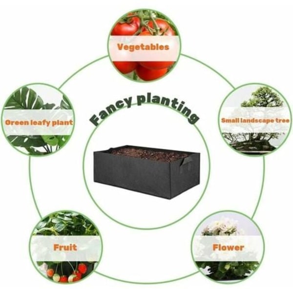 Rektangulær dyrkningspose med håndtag 5-pak firkantet hævet plantekasse firkantet luftning Stof dyrkningsposer til blomster a