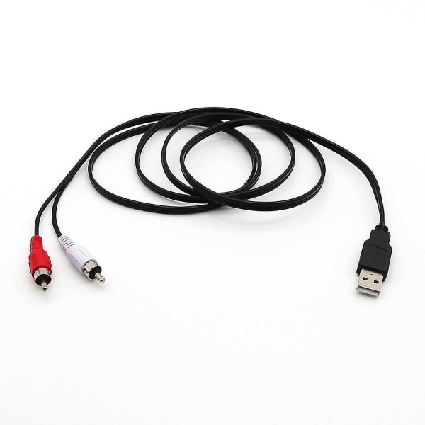 Bärbar USB hane till 2x Rca Phono Av kabel Aux Audio Adapter