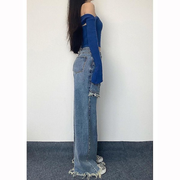 rette jeans med nye design for kvinner L