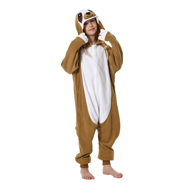 Unisex børne onesie pyjamas plys kostume Sødt Halloween kostume K Brown Sloth 125