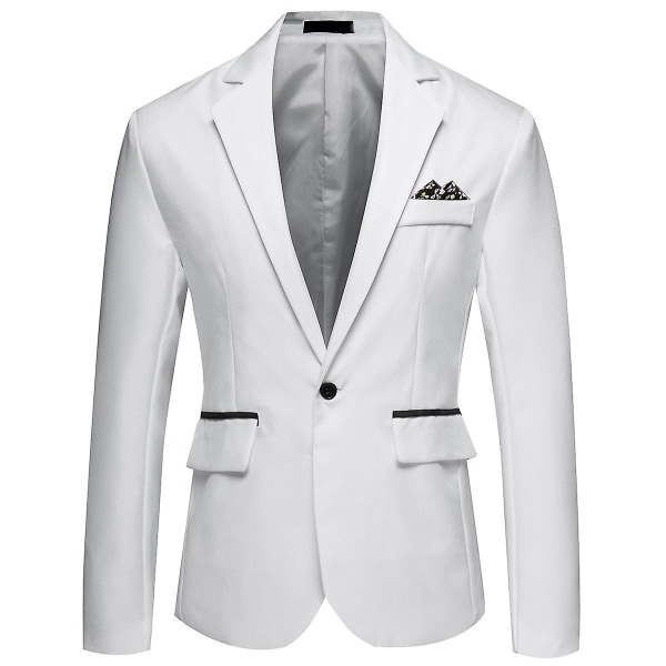 Allthemen Miesten Business Casual yhden napin lovettu käänne Yksivärinen pukutakki CMK White S