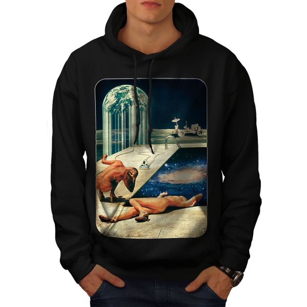 Naked Moon Landing Men BlackHoodie | Wellcoda CMK Black 3X-Large