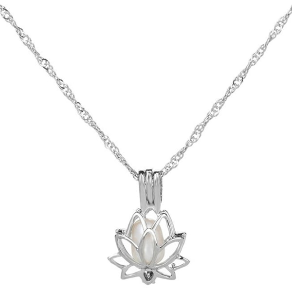 Luminous Glowing In The Dark Moon Lotus Flower Shaped Pendant Necklace for Women Yoga Prayer Jewelry New CMK Bule