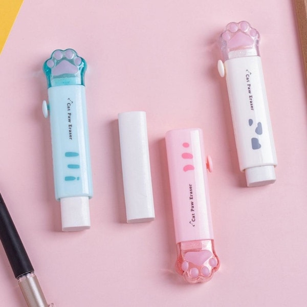 Katt tass tryck-dragsudd för barn Kawaii suddgummi Sött brevpapper pink one-size