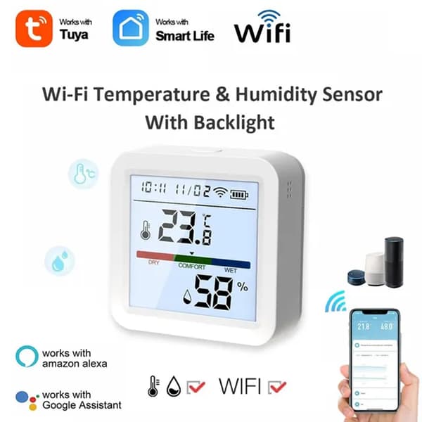 Smart WiFi Temperatur- och luftfuktighetsmätare Slitstark Bekväm temperatursensor för kontor och hem