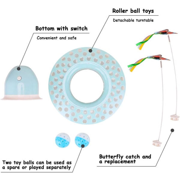 Rolig och automatisk kattleksak med roterande fjäril och boll