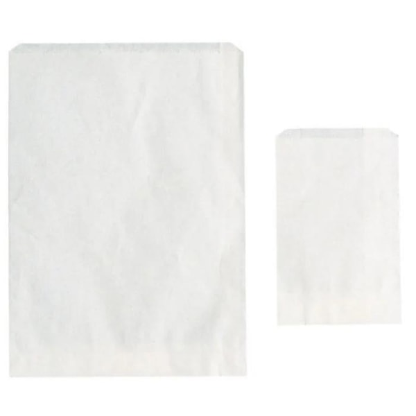 100-Pack - Papperspåse / Godispåsar 150x180mm - Påsar till Godis White Vit