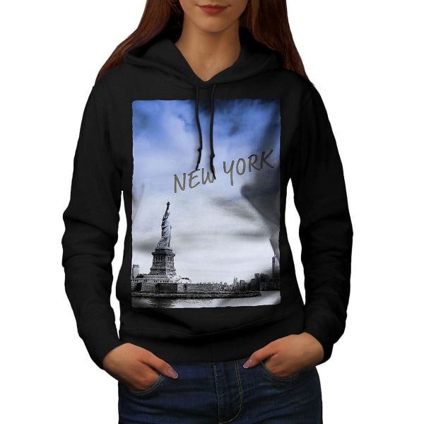 Freedom New York Women BlackHoodie | Wellcoda CMK Black Large