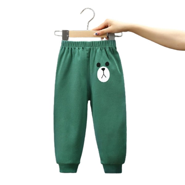 Children's cartoon cute print soft casual pants Green 3-4T