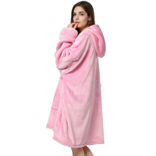 Hoodie Tæppe - Oversize Hættetrøje Tæppe Snuggie rosa pink one size